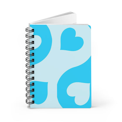 Light Blue Hearts Spiral Bound Journal - Cute Notebook for Writing, Sketching, Planner, School Supplies, Gift for Stationery Lover