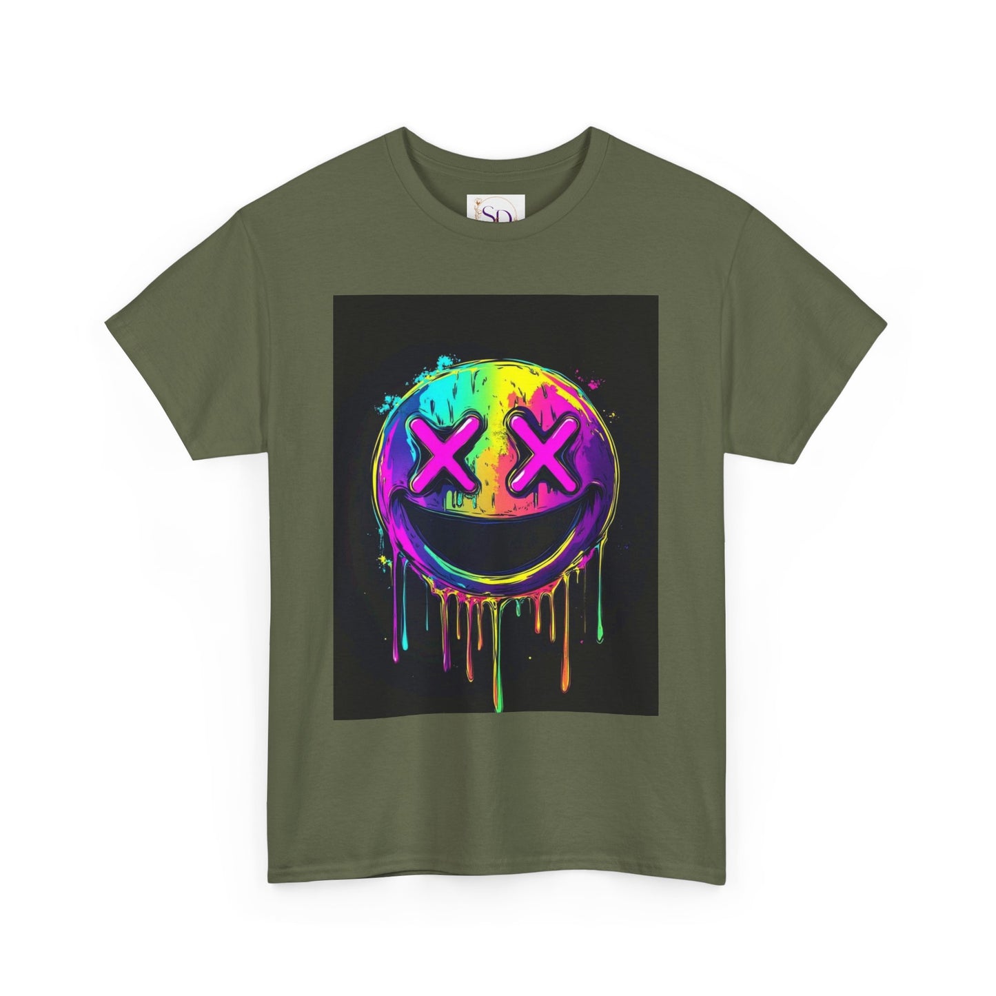 Colorful Graffiti Smiley Face Tee, Casual T-Shirt, Gift for Friends, Streetwear Style, Festival Attire, Fun Graphic Tee