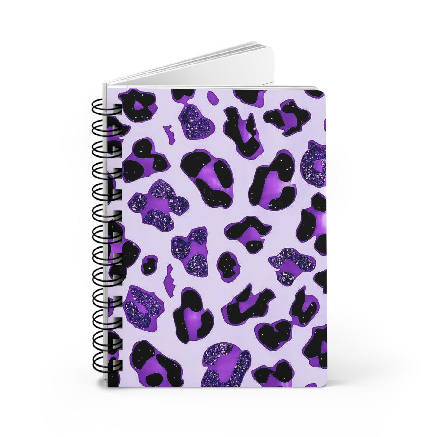 Purple Leopard Print Spiral Bound Journal | Creative Notepad for Artists, Gift for Students, Journal for Thoughts, Writing, Sketching