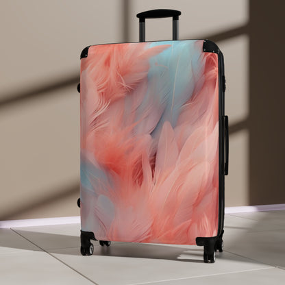 "Rebranding Into A New Badder Bitch" Feathered Suitcase ~ Baby Blue/Light Pink