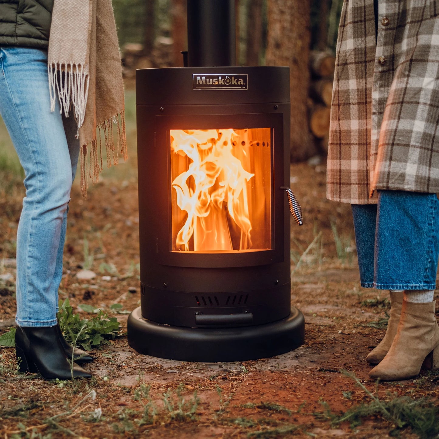 84" High 75,000 BTU Black Steel Wood Pellet Patio Heater