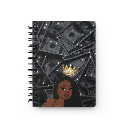 Chic Crowned Beauty Spiral Bound Journal, Empowerment Journal, Gift for Her, Stylish Notebook, Self-Care Planner, Inspiring Writing Journal