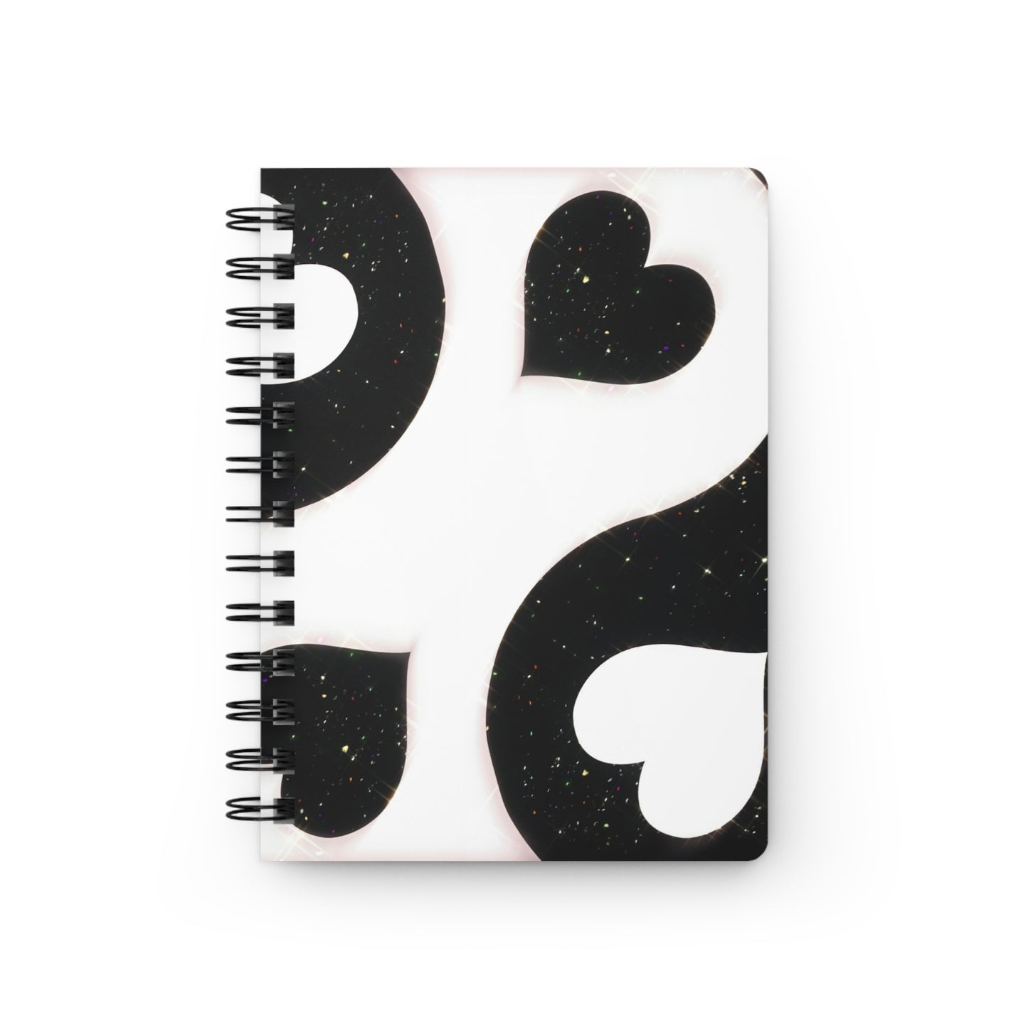 Elegant Black and White Spiral Bound Journal, Heart Design Notebook, Gift for Writers, Creative Journaling, Valentine's Day Gift, Dreams and