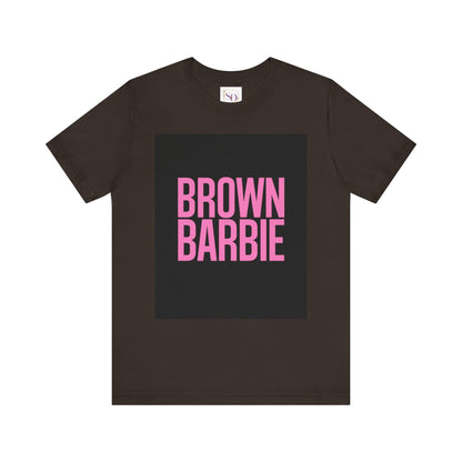Trendy Unisex Tee - Brown Barbie Graphic T-Shirt for Fashion Lovers, Casual Wear, Gifts for Friends, Birthday, Summer Fun