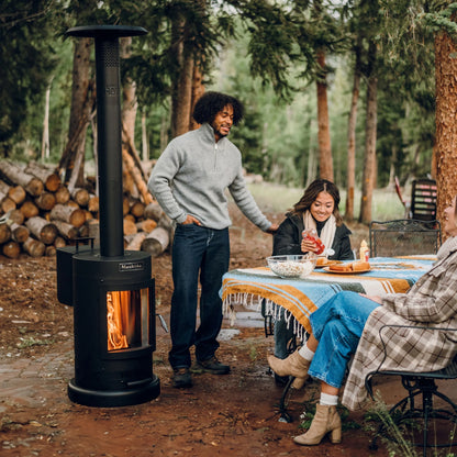 84" High 75,000 BTU Black Steel Wood Pellet Patio Heater