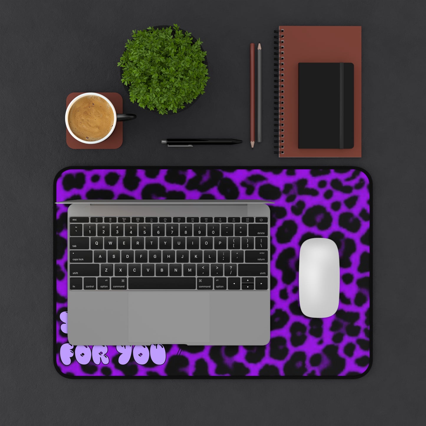 Purple Cheetah Print~Sucker For You Desk Mat