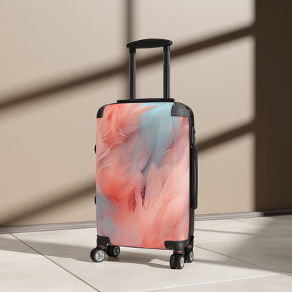 "Rebranding Into A New Badder Bitch" Feathered Suitcase ~ Baby Blue/Light Pink