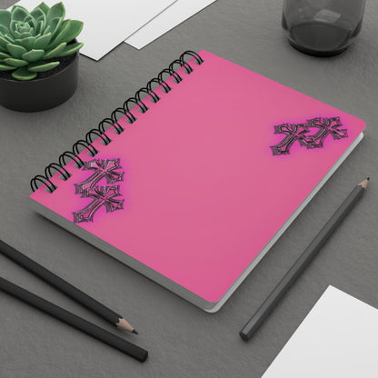 Bold Cross Spiral Bound Journal, Personalized Notebook, Spiritual Gift, Prayer Journal, Creative Writing, Pink Journal