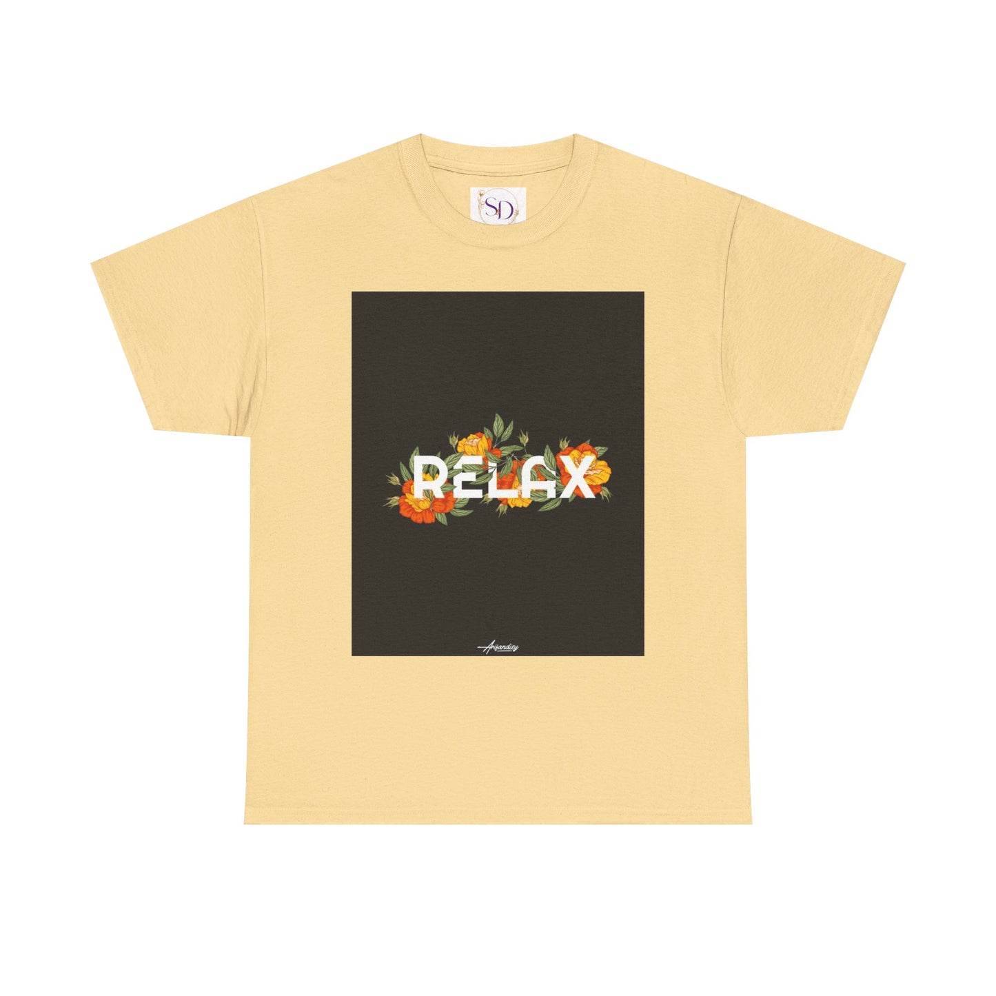 Relax Floral Unisex Heavy Cotton Tee, Casual Wear, Gift for Her, Comfortable T-Shirt, Summer Style, Relaxation Tee, Birthday Gift