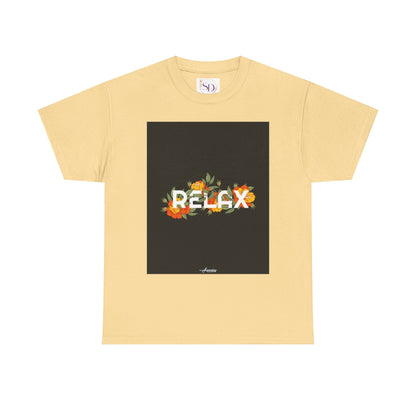 Relax Floral Unisex Heavy Cotton Tee, Casual Wear, Gift for Her, Comfortable T-Shirt, Summer Style, Relaxation Tee, Birthday Gift