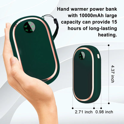 Hand Warmers Rechargeable 10000Mah Electric Hand Heater Reusable, Long Lasting 3 Temp for Golf, Hunting, Camping, Raynauds, Green