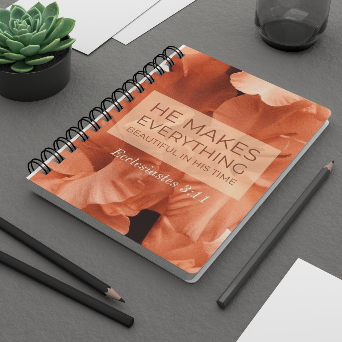 Inspirational Spiral Bound Journal - Floral Design, Faith Journal, Gratitude Planner, Bible Verse Notebook, Gift for Her, Motivational