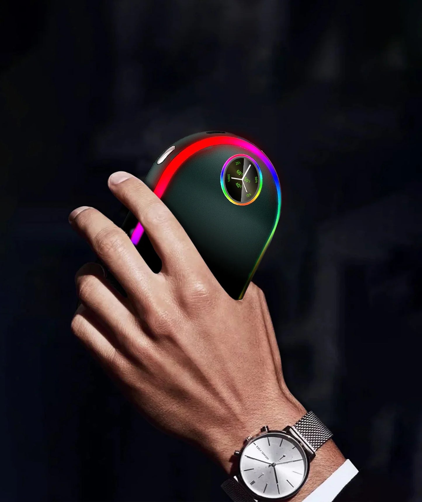 Hand Warmers, 10000Mah Hand Warmers Rechargeable, 7 Changing Colors Lights Electric Hand Warmers, Reusable Hand Warmer for Raynauds, Outdoors, Hunting, Golf, Camping, Women Mens Gifts(Green)