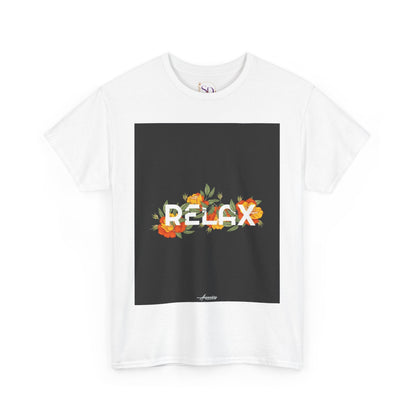Relax Floral Unisex Heavy Cotton Tee, Casual Wear, Gift for Her, Comfortable T-Shirt, Summer Style, Relaxation Tee, Birthday Gift