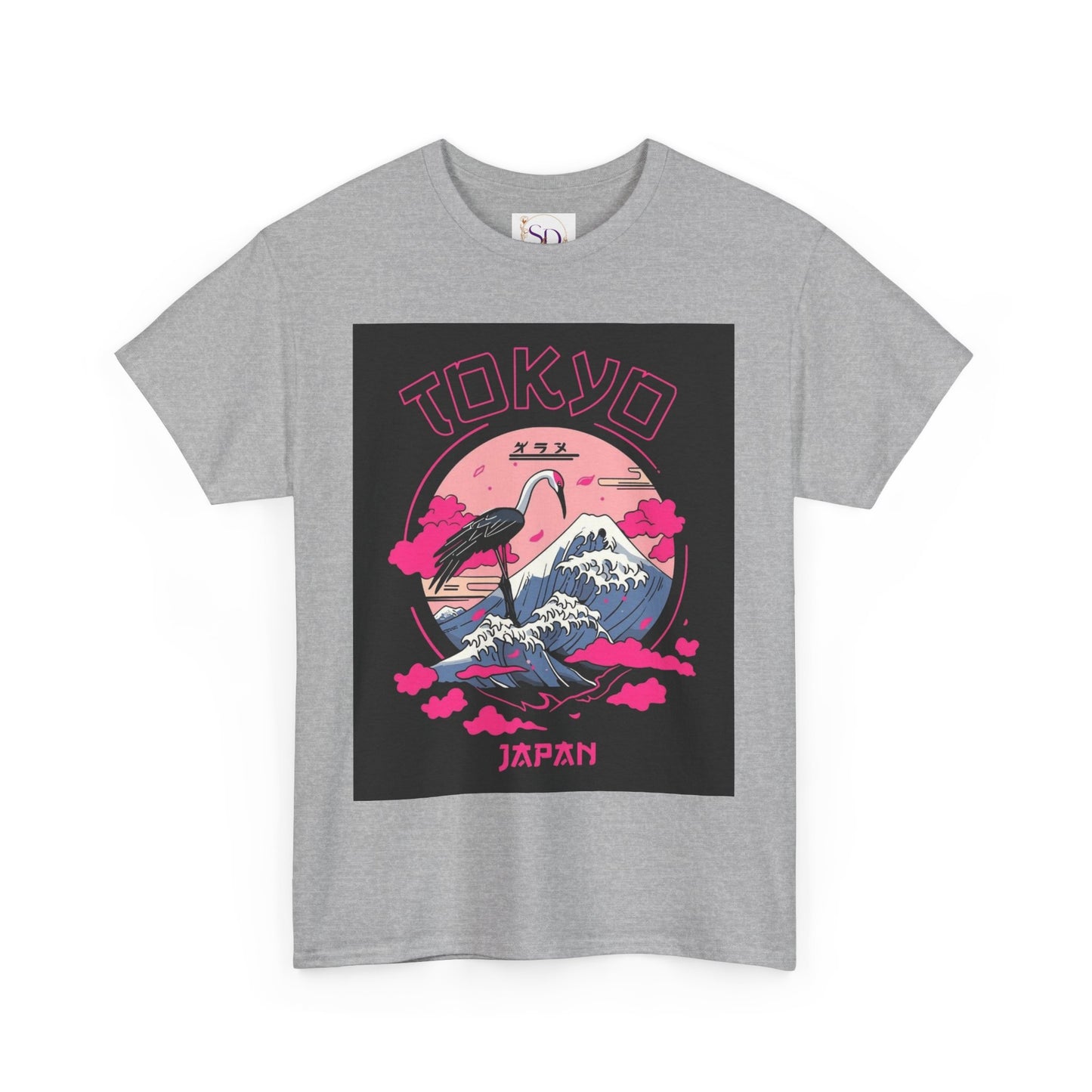Tokyo Vintage Graphic Tee, Unisex Heavy Cotton Shirt, Japan Travel Gift, Streetwear Style, Pink & Black Design