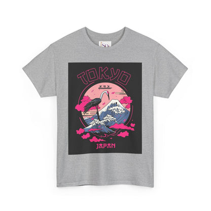 Tokyo Vintage Graphic Tee, Unisex Heavy Cotton Shirt, Japan Travel Gift, Streetwear Style, Pink & Black Design