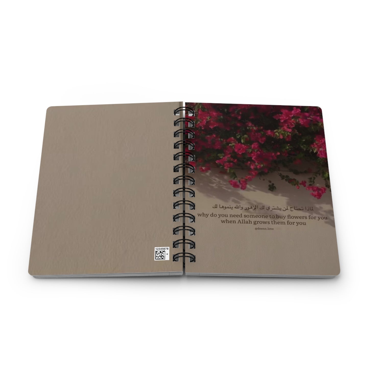 Inspirational Islamic Spiral Bound Journal ~ Motivational Notebook for Self-Reflection, Gift for Friends, Flower Lovers Diary