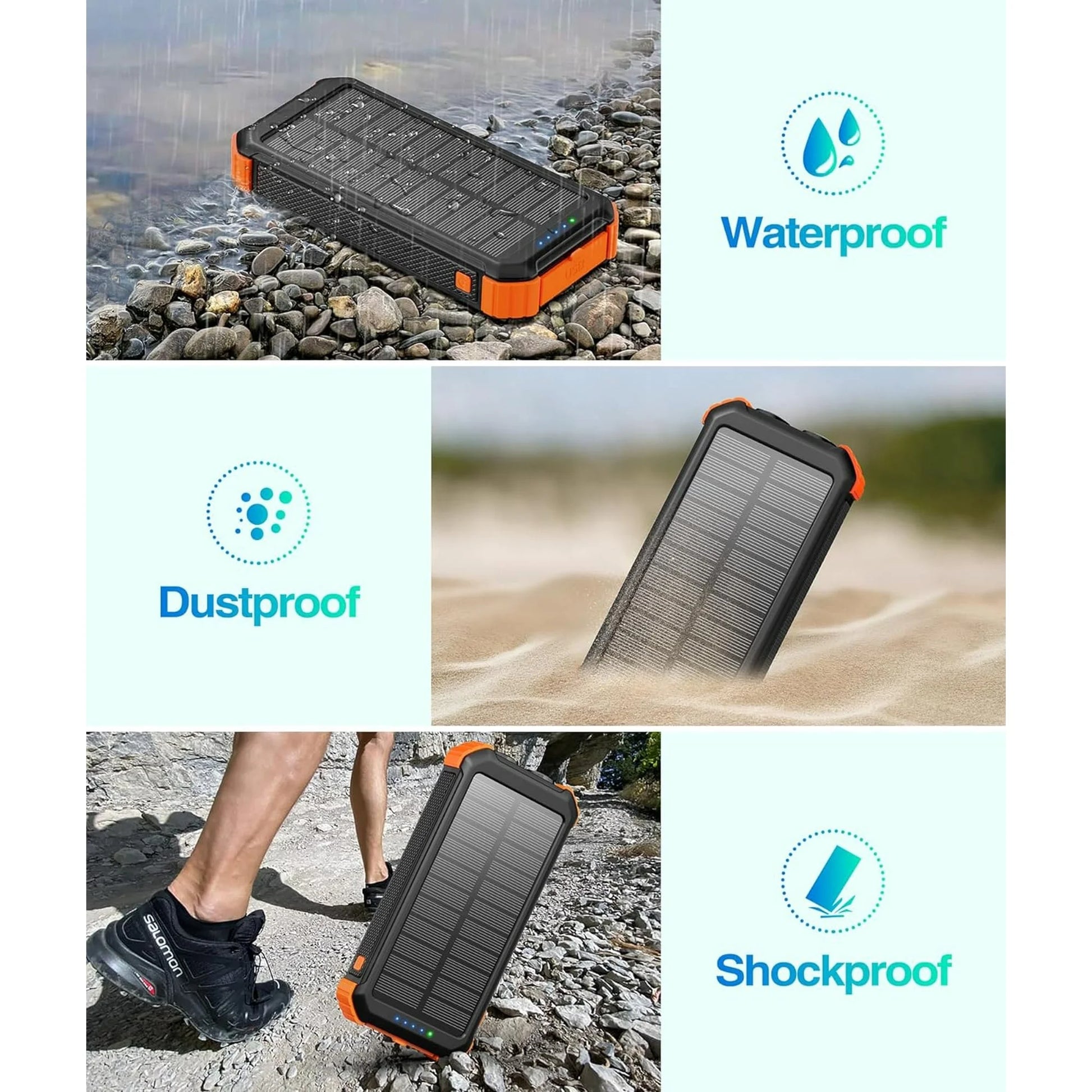 45800Mah Solar Charger Power Bank 15.5W Fast Charging USB Battery Pack with 3 Cables, Solar Phone Charger Compatible for Iphone & Android