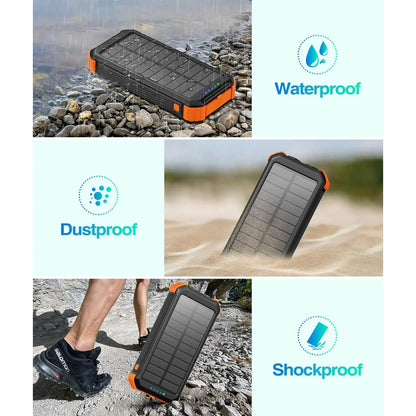 45800Mah Solar Charger Power Bank 15.5W Fast Charging USB Battery Pack with 3 Cables, Solar Phone Charger Compatible for Iphone & Android