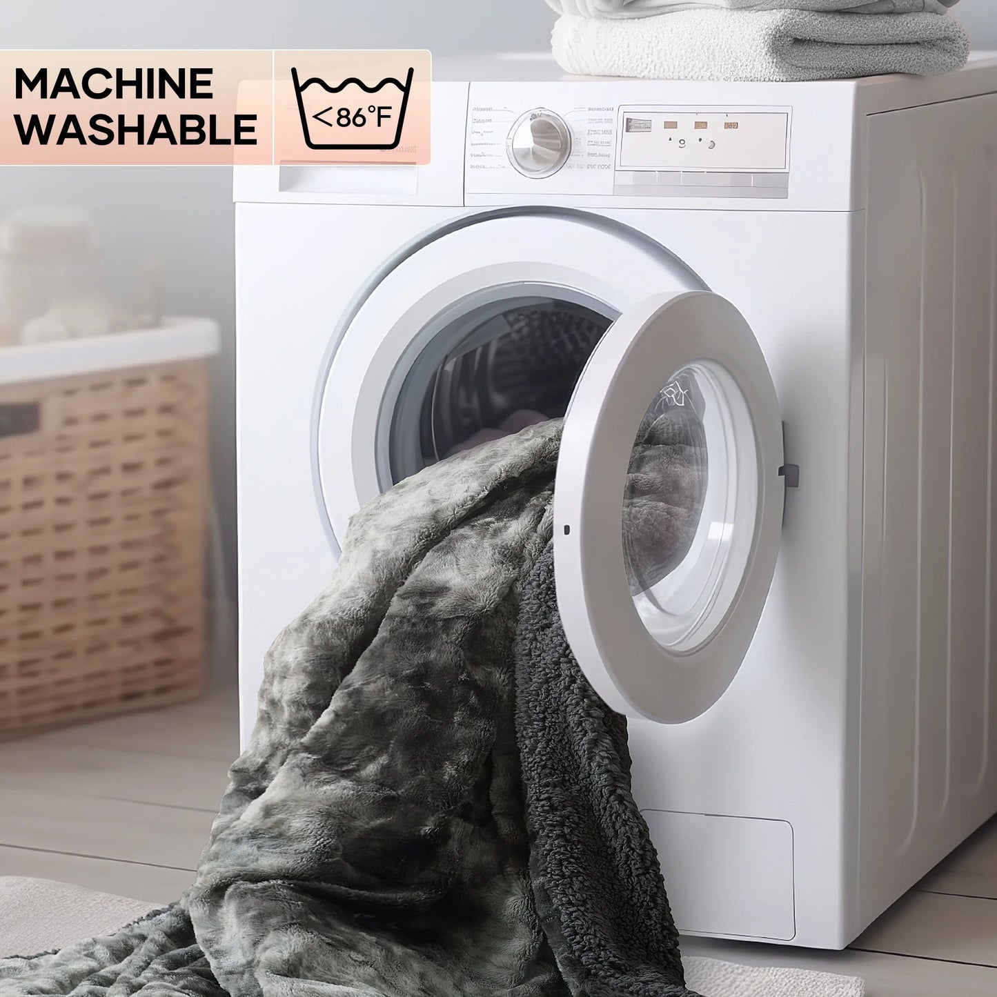 Electric Throw Blanket 50" X 60", Soft Faux Fur Heated Blanket with Large LED Display, 6 Heating Levels, 4 Hours Timer , Tie-Dye Gray