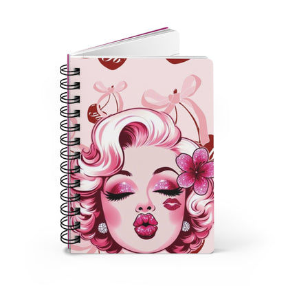 Chic Pink Spiral Bound Journal with Glamorous Kiss Design