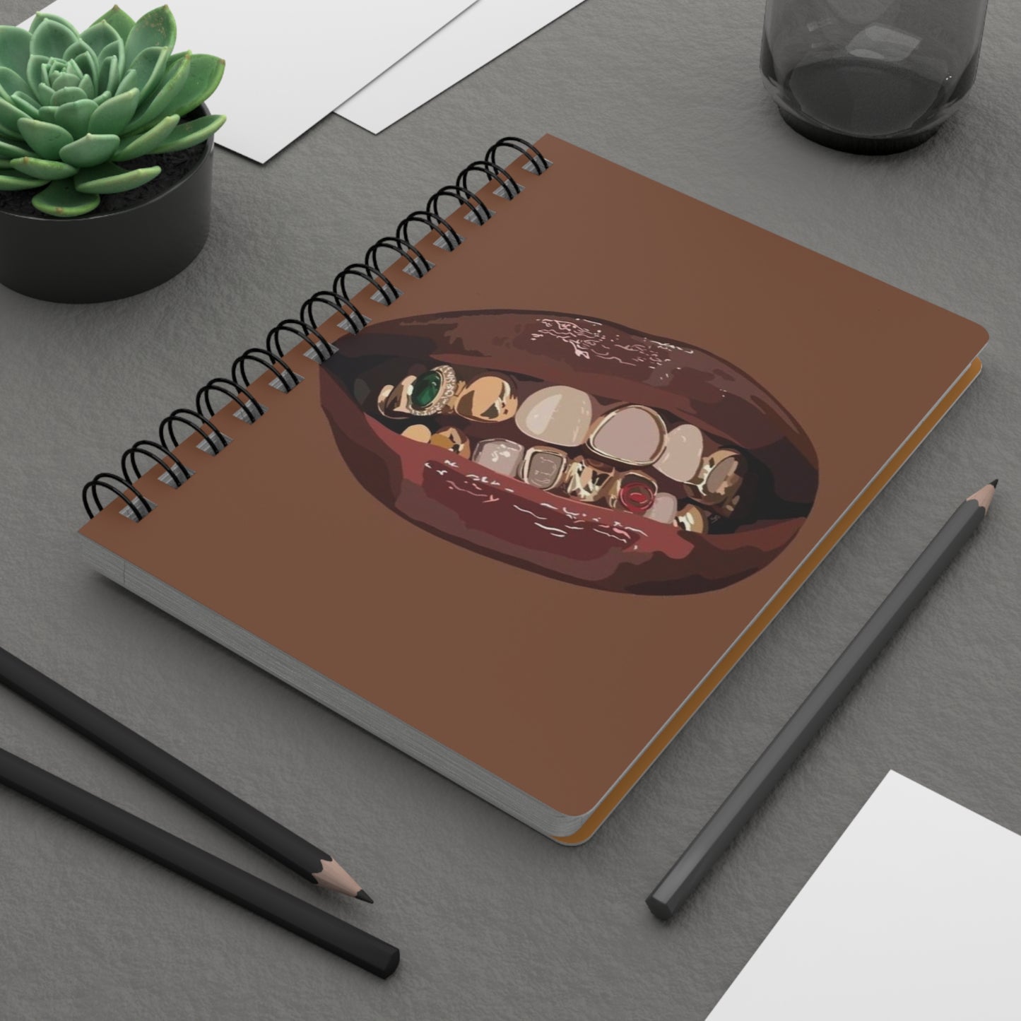 Melanin Gold Grillz Spiral Bound Journal