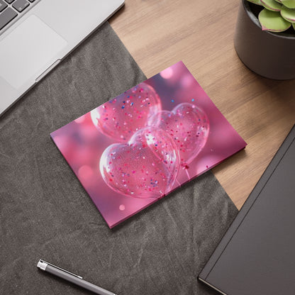Post-it® Note Pads, pink heart shape design, Sticky Notes, Stationery, Office Supplies, Cute Desk Accessories, Reminder Cards