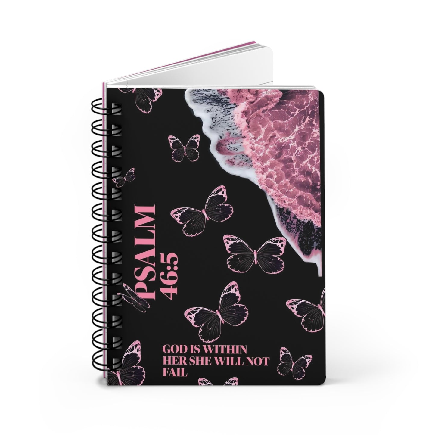 Christian Spiral Journal with Psalms 46:5 Butterfly Design