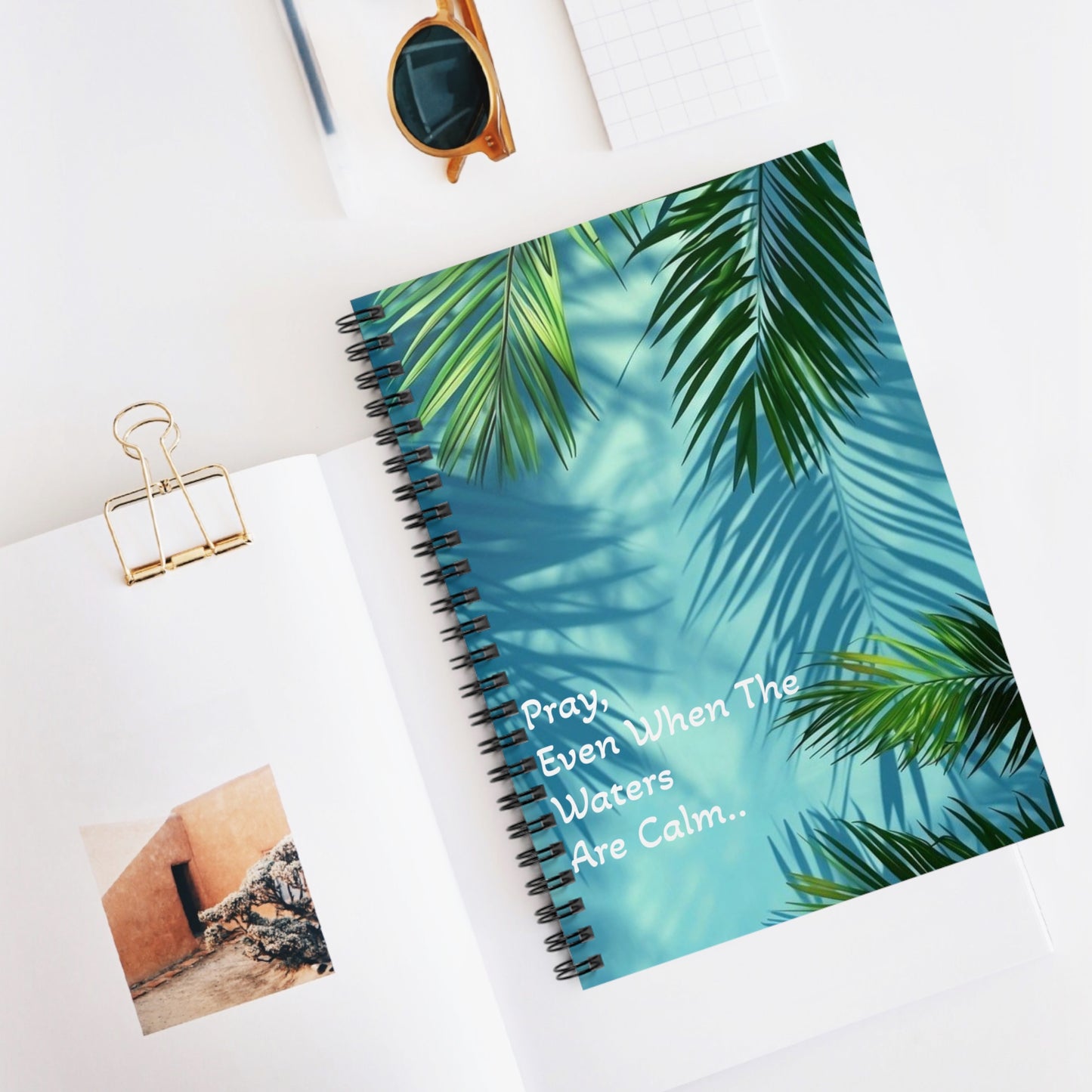Inspirational Spiral Notebook - Pray Even When The Waters Are Calm, Journals for Mindfulness, Tropical Notebook, Motivational Gifts, Study