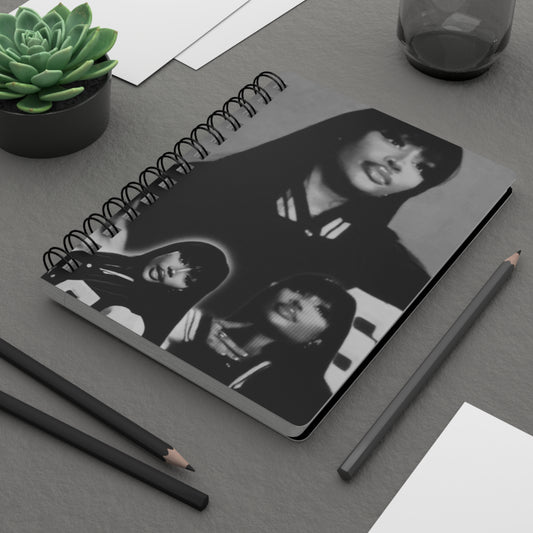 SZA Inspired Spiral Bound Journal with Collage Design | Personalized Notebook, Gift for Writers, School Supplies, Art Journal, Black and White Notebook