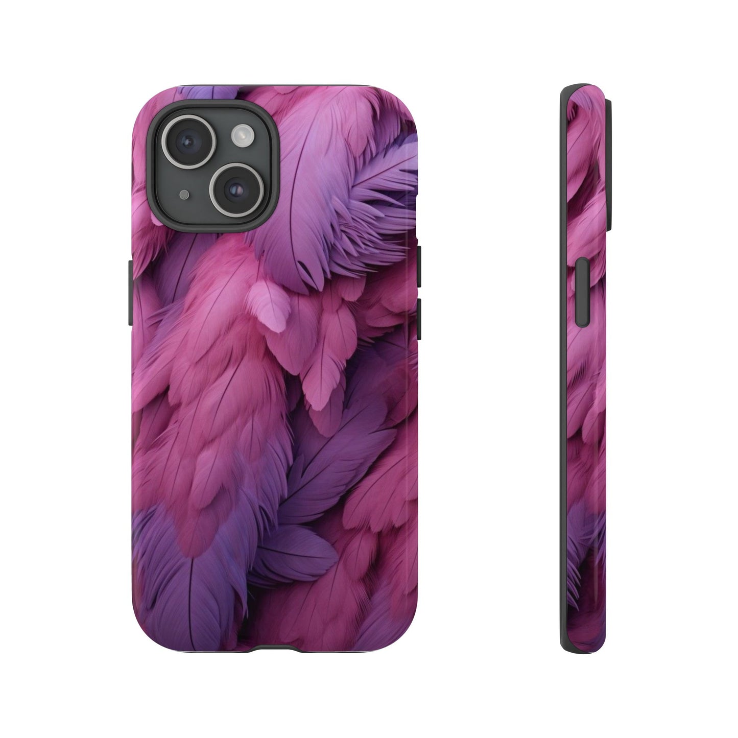 "Rebranding Into A New Badder Bitch" Pink/Purple Feathered Tough Cases