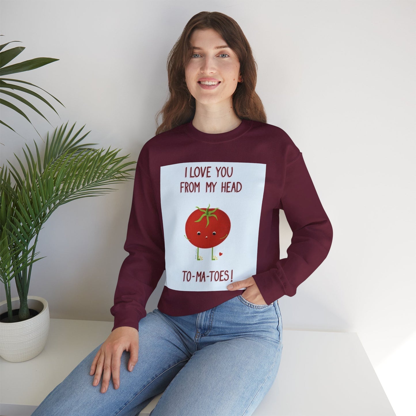 Cute Tomato Graphic Sweatshirt - "I Love You From My Head To-Ma-Toes!"