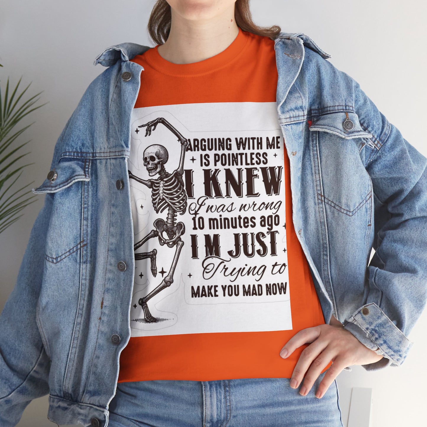 Skeleton Humor Unisex Heavy Cotton Tee - Perfect for Halloween and Casual Wear