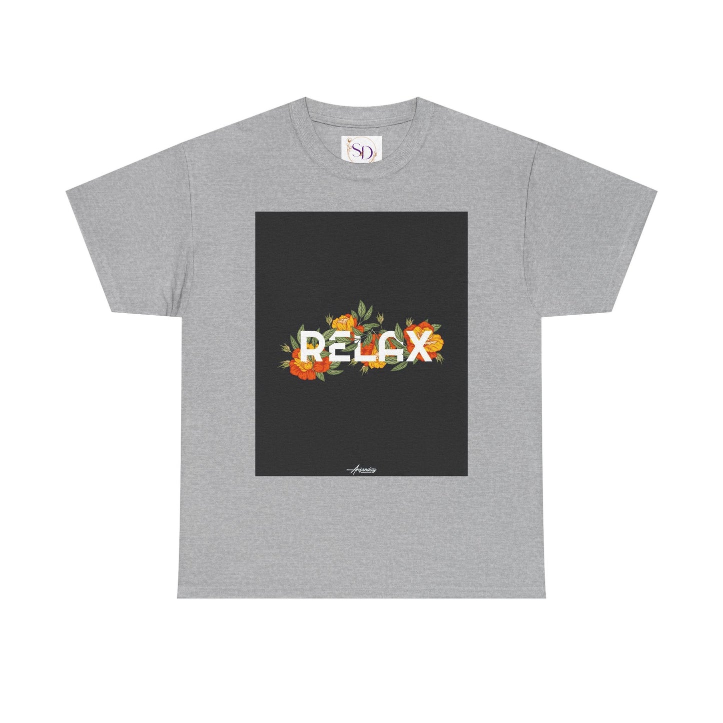 Relax Floral Unisex Heavy Cotton Tee, Casual Wear, Gift for Her, Comfortable T-Shirt, Summer Style, Relaxation Tee, Birthday Gift