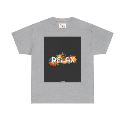 Relax Floral Unisex Heavy Cotton Tee, Casual Wear, Gift for Her, Comfortable T-Shirt, Summer Style, Relaxation Tee, Birthday Gift