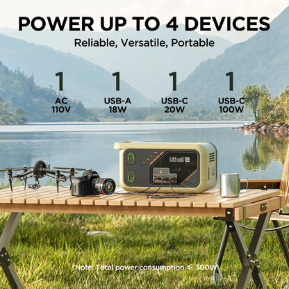 Portable Power Station B300SE Solar Generator, 288Wh Backup Lithium Battery, 300W Pure Sine Wave AC Outlets with 100W PD Fast Charging