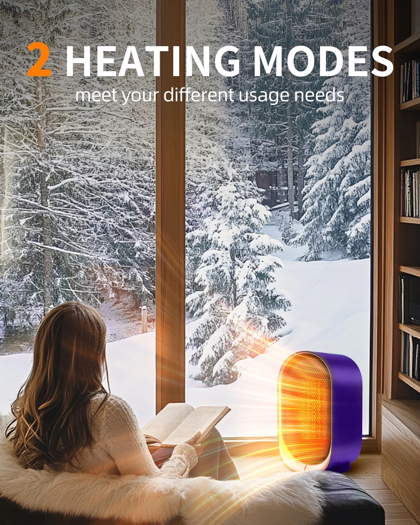 Space Heater, Small Portable Electric Heaters 1500W/800W, 2S Fast Heating, Tip-Over and Overheat Protection, Mini PTC Ceramic Room Desk Heater for Office Bedroom Indoor Use