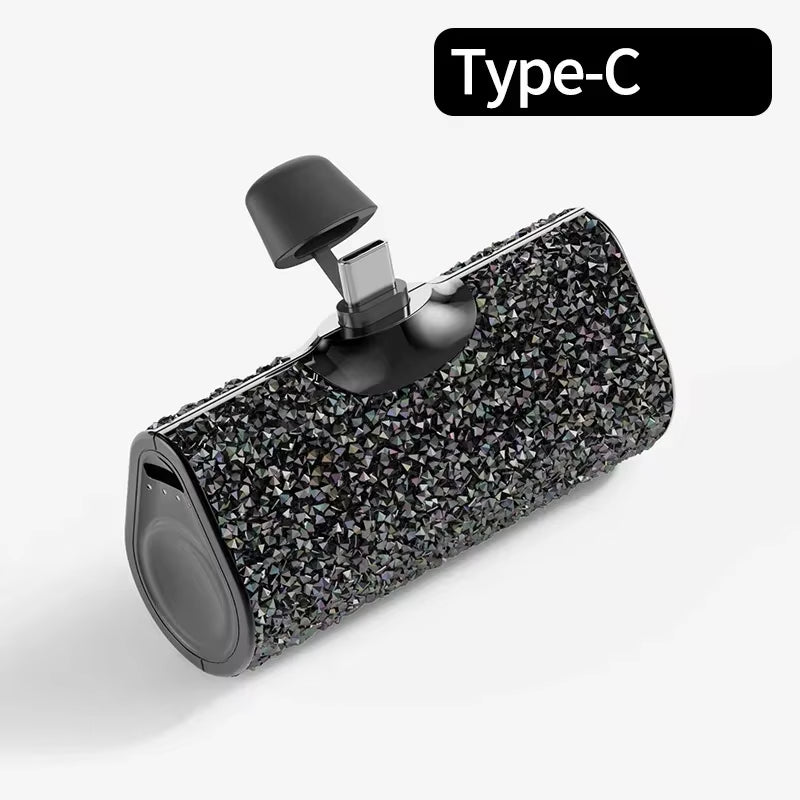 Portable Charger Mobile Power Bank Power Banks Fast Charging Power Bank Shiny Diamond Fashion High Quality 5000Mah