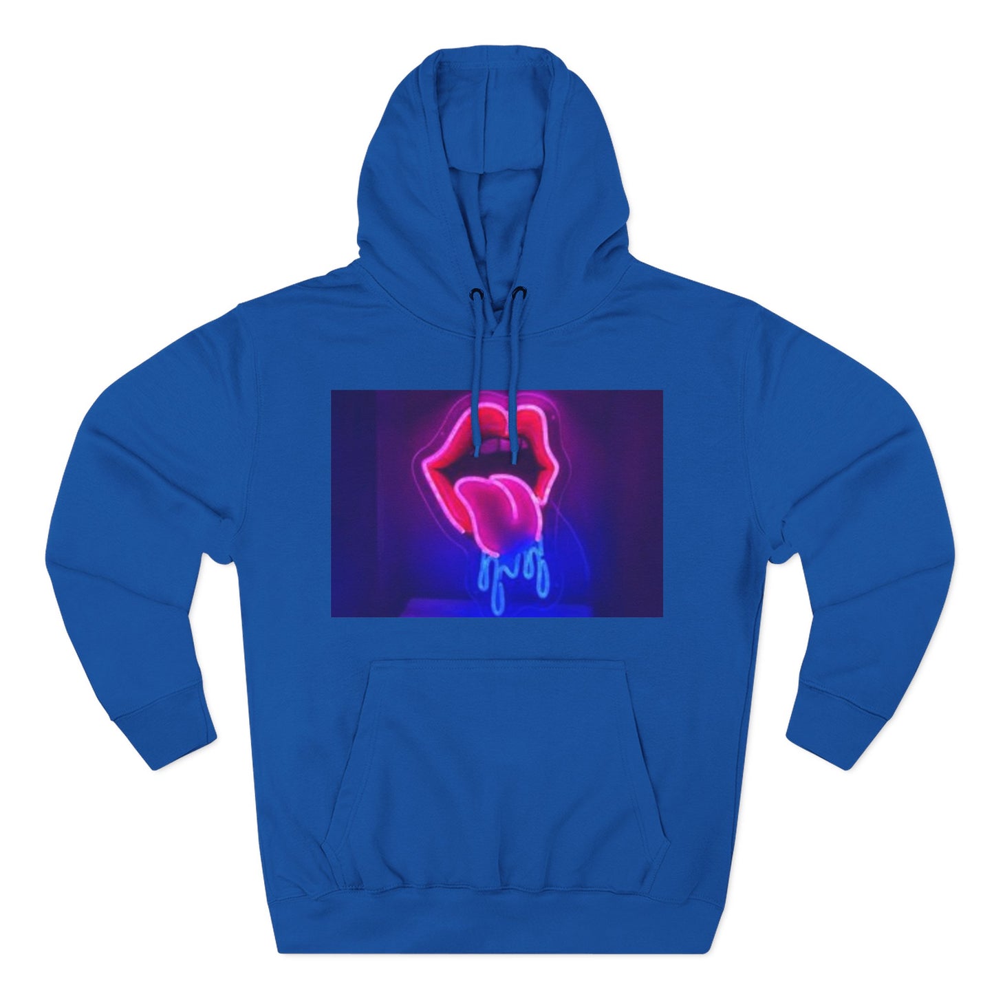 Vibrant Neon Lips Hoodie, Funky Graphic Fleece Pullover, Edgy Streetwear, Cozy Casual Style, Perfect for Parties, Unisex Gift