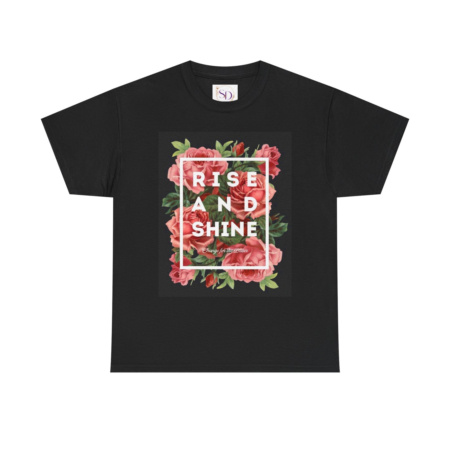 Rise and Shine Floral Unisex Heavy Cotton Tee, Motivational T-Shirt, Gift for Her, Inspirational Apparel, Summer Style, Casual Wear