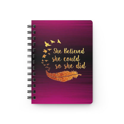 Inspiring Spiral Bound Journal - 'She Believed She Could' Motivational Notebook, Gratitude Diary, Planner, Gift for Women, Self-Care