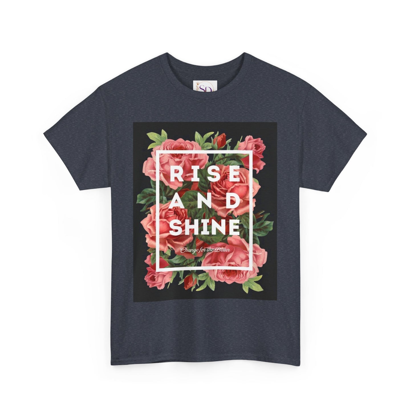 Rise and Shine Floral Unisex Heavy Cotton Tee, Motivational T-Shirt, Gift for Her, Inspirational Apparel, Summer Style, Casual Wear