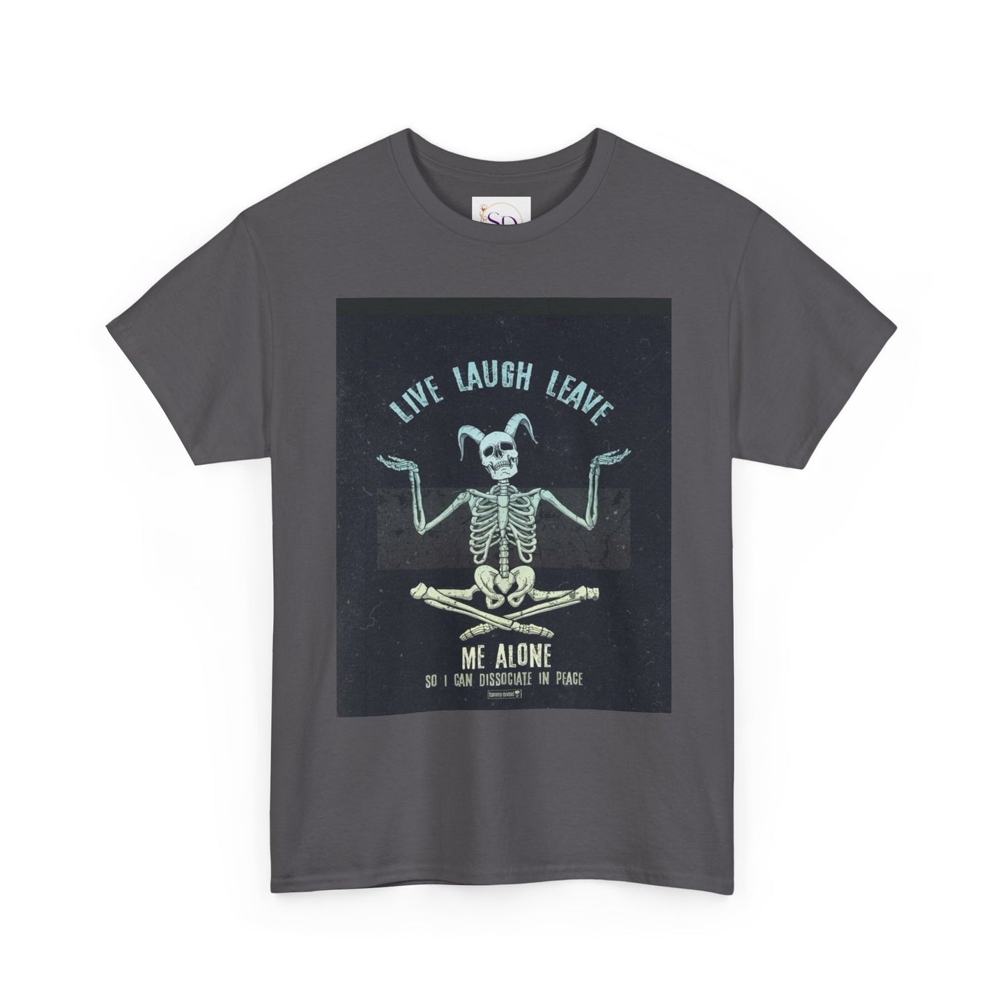 Skeleton Humor Unisex Heavy Cotton Tee - "Live Laugh Leave Me Alone"