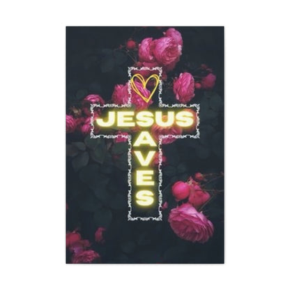 Religious Wall Art, Christian Home Decor, Jesus Saves Canvas, 0.75 inch stretched, Inspirational Gift, Religious Wall Decor, Christian Wall