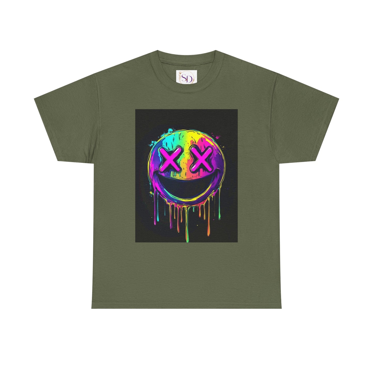 Colorful Graffiti Smiley Face Tee, Casual T-Shirt, Gift for Friends, Streetwear Style, Festival Attire, Fun Graphic Tee