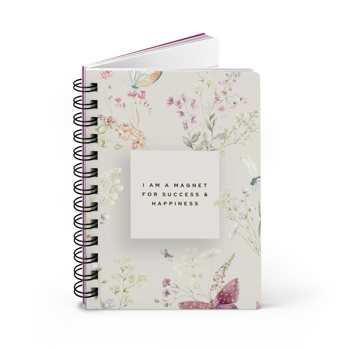 Inspirational Floral Spiral Bound Journal, Writes Success & Happiness, Motivational Diary, Gift for Students, Self-Care