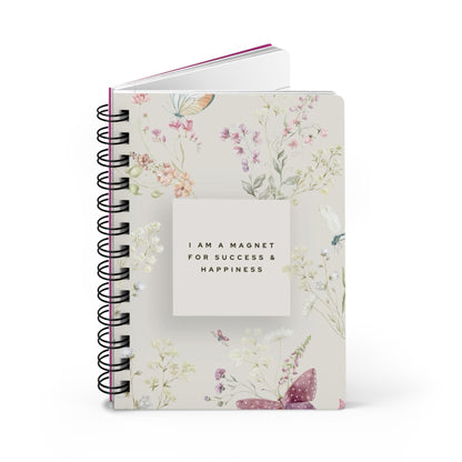 Inspirational Floral Spiral Bound Journal, Writes Success & Happiness, Motivational Diary, Gift for Students, Self-Care
