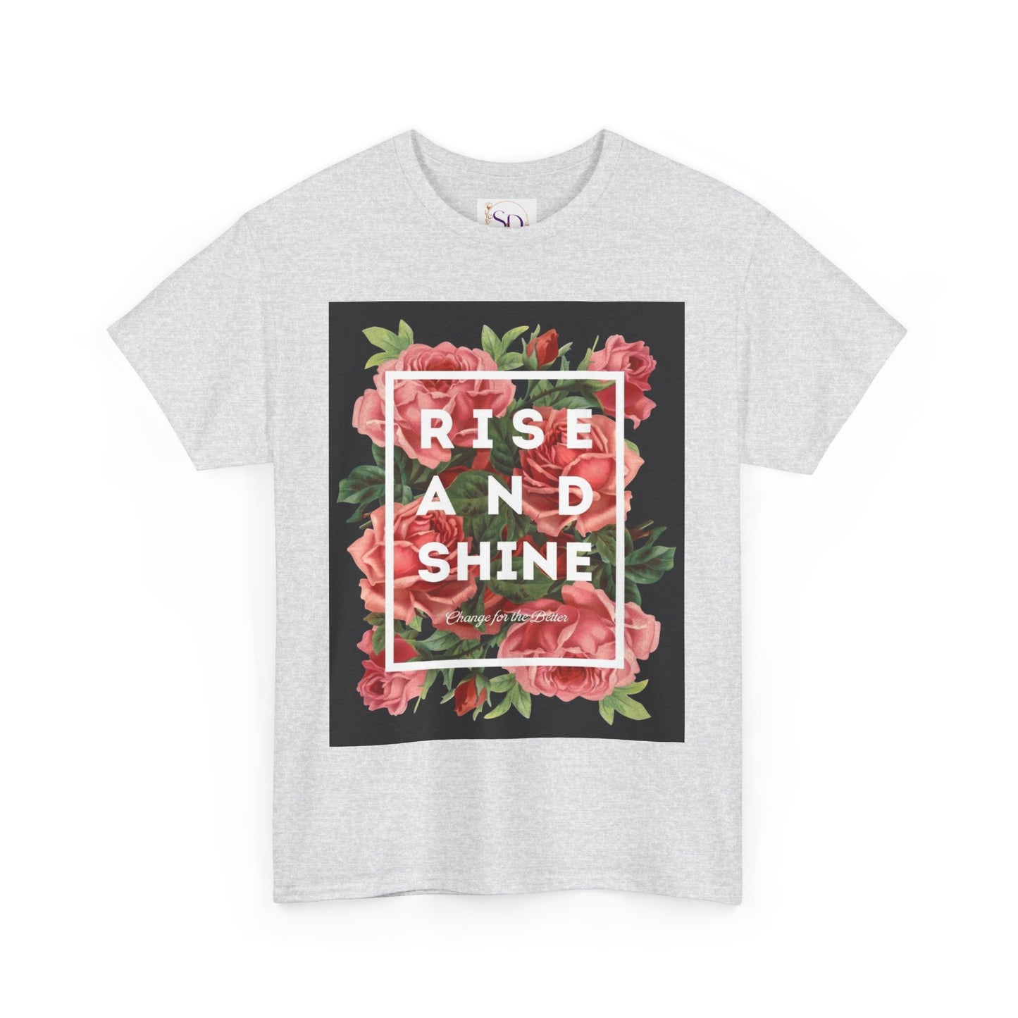 Rise and Shine Floral Unisex Heavy Cotton Tee, Motivational T-Shirt, Gift for Her, Inspirational Apparel, Summer Style, Casual Wear