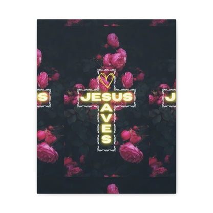 Religious Wall Art, Christian Home Decor, Jesus Saves Canvas, 0.75 inch stretched, Inspirational Gift, Religious Wall Decor, Christian Wall