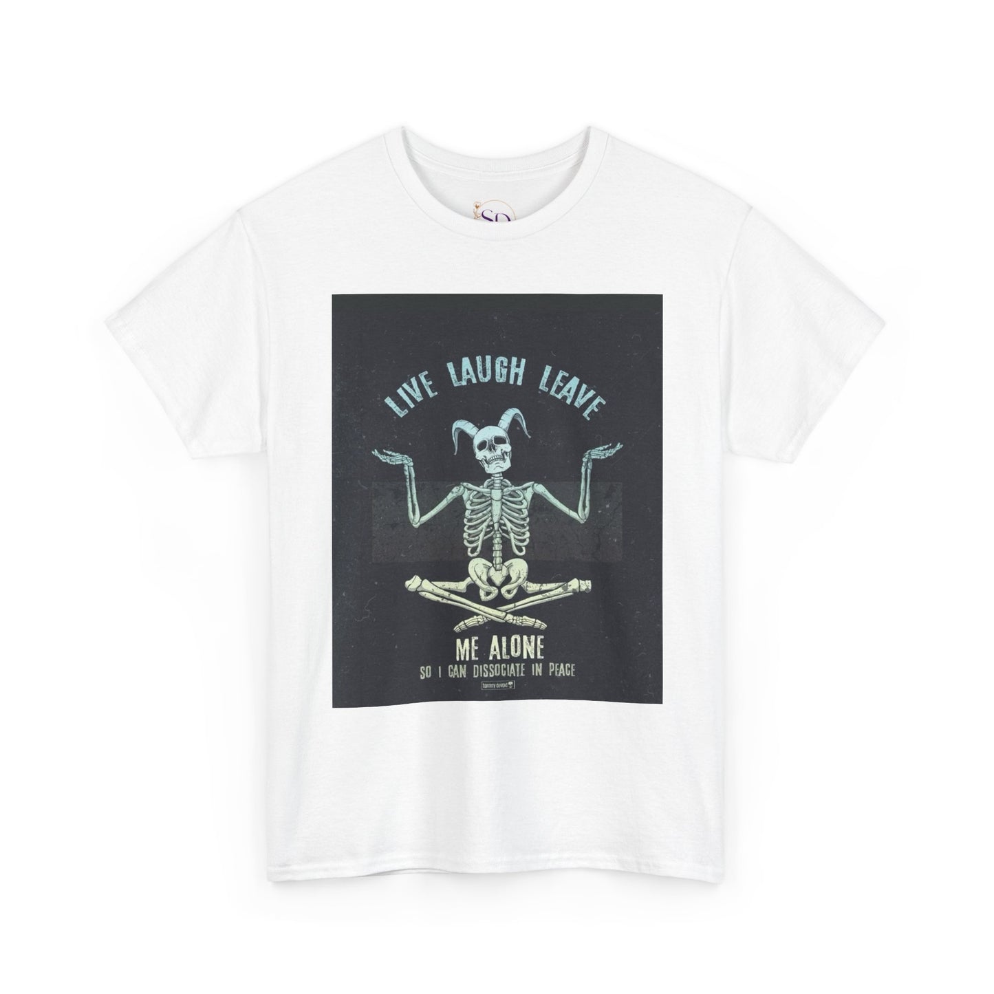 Skeleton Humor Unisex Heavy Cotton Tee - "Live Laugh Leave Me Alone"